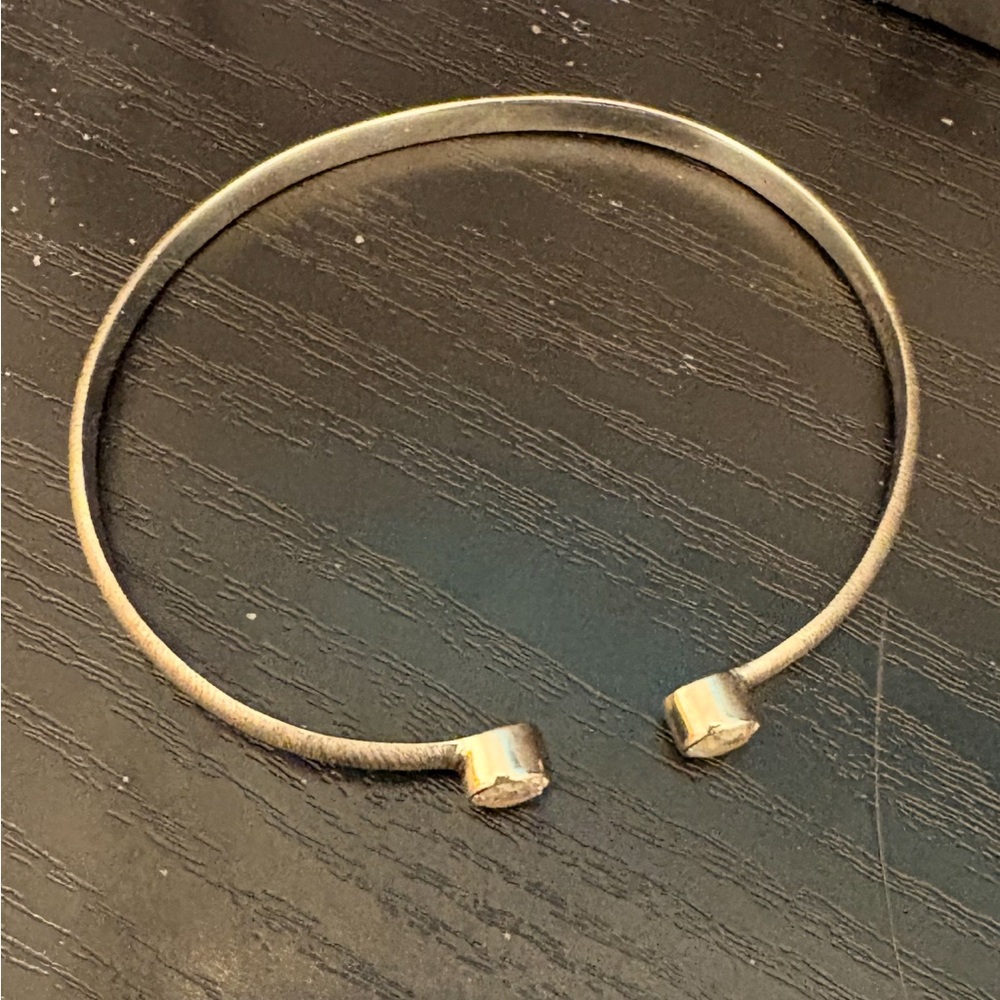 Deb Guyot Herkimer bracelet sterling silver cuff clear quartz size 7 but adjusts